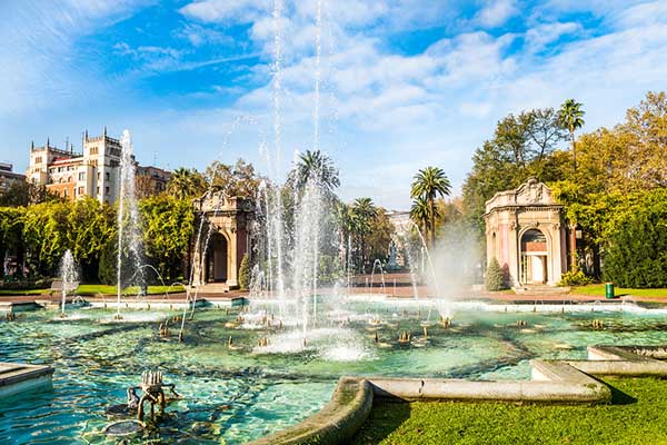 Tranquil Dona Casilda Park with pond and fountains in Bilbao