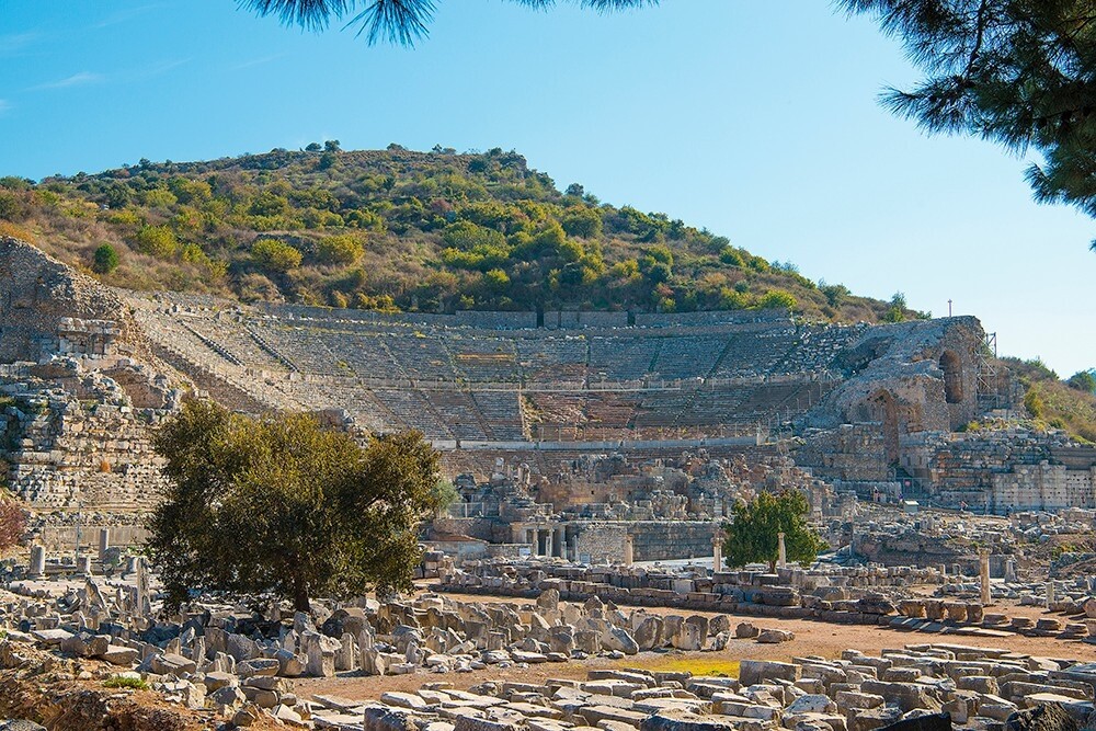 Grand Theater of Ephesus, ancient amphitheater with seating capacity 25,000