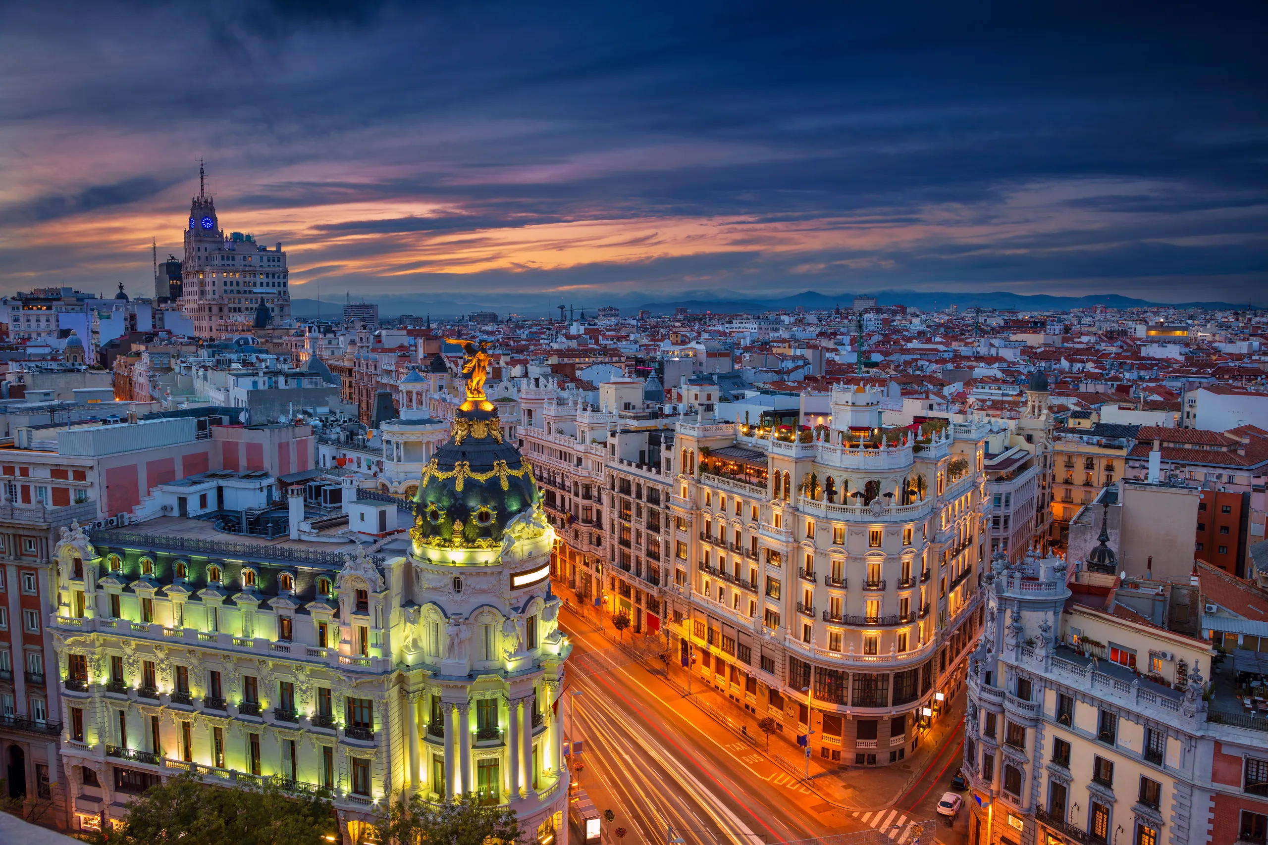 Skyline and cultural landmarks of Madrid, Spain
